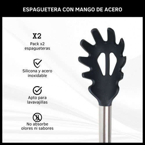 Cucharon Espaguetera Mango De Acero Ideal Fideos Espaguetis