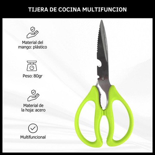 Tijera De Cocina Multifunción Acero Corta  Pollo Verduras   