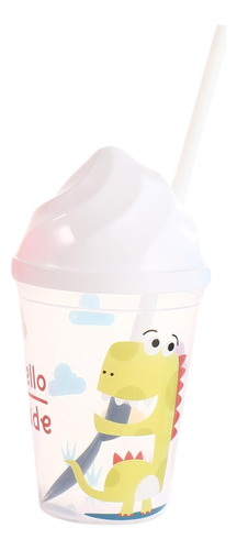 Vaso Plástico Niños Infantil Con Cuchara Y Sorbete 400ml 