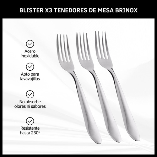 BLISTER X3 TENEDORES DE ACERO INOXIDABLE
