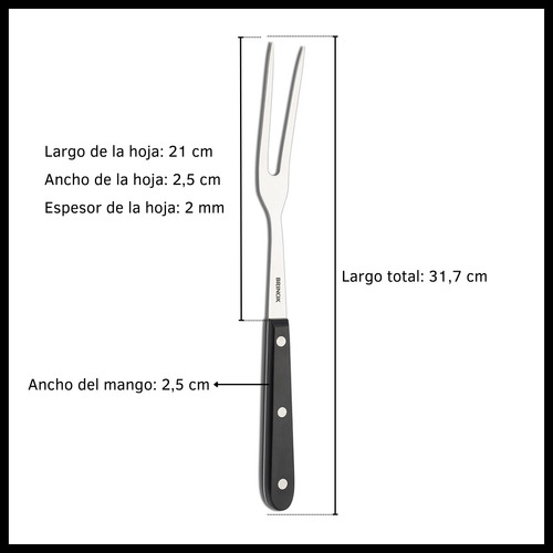 TENEDOR TRINCHANTE PARA CARNE DE ACERO INOXIDABLE Y MANGO ABS