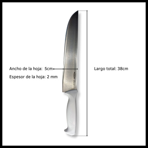 Cuchillo De Cocina Acero Inoxidable Mango Polipropileno 38cm
