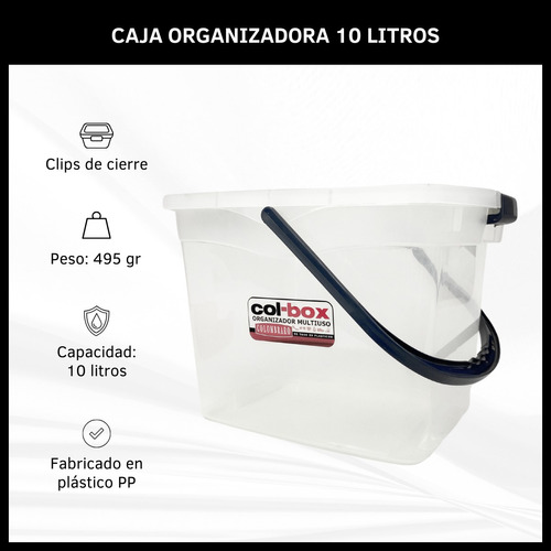 Caja Organizadora Plástica Megacol Box Colombraro 10 Litros
