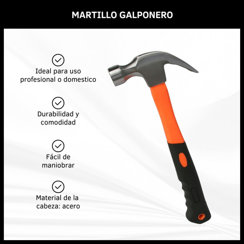 Martillo Galponero Con Cabeza Acero Mango Goma Carpintero 