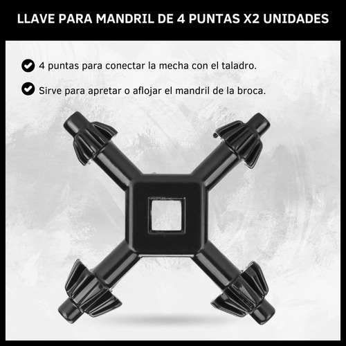 Llave Para Mandril Para Taladro 4 En 1 Punta Universal Cruz 
