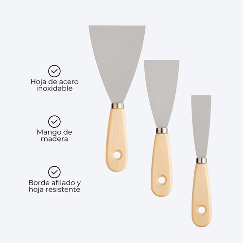Espatula X3 Con Mango De Madera