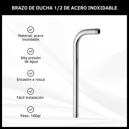 Brazo De Ducha Acero Inoxidable 50cm Grifería 18,7 Mm Baño