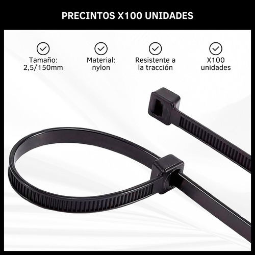 Precintos Cover 3150 Nylon 15 Cm X 2.5 Mm 100 Unid.