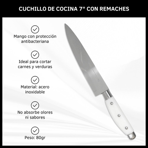 Cuchillo De Cocina Acero Inoxidable Y Mango Pp 7 Pulgadas