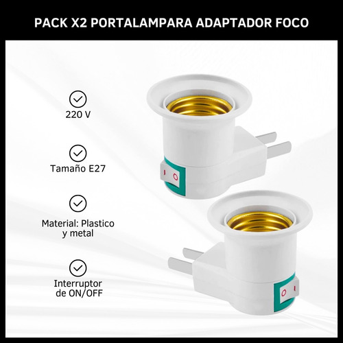 Adaptador Portalampara Foco E27 Con Boton Interruptor Luz 