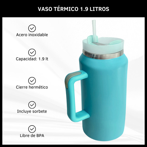 Vaso Térmico 1.9 Litros Con Manija Acero Inoxidable Sorbete