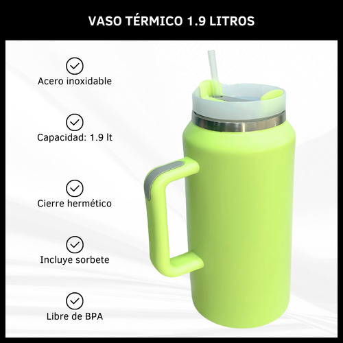 Vaso Térmico 1.9 Litros Con Manija Acero Inoxidable Sorbete