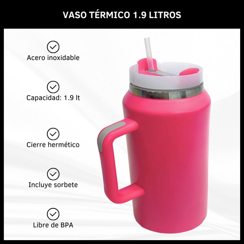 Vaso Térmico 1.9 Litros Con Manija Acero Inoxidable Sorbete