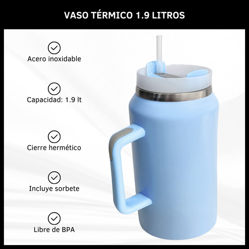 Vaso Térmico 1.9 Litros Con Manija Acero Inoxidable Sorbete