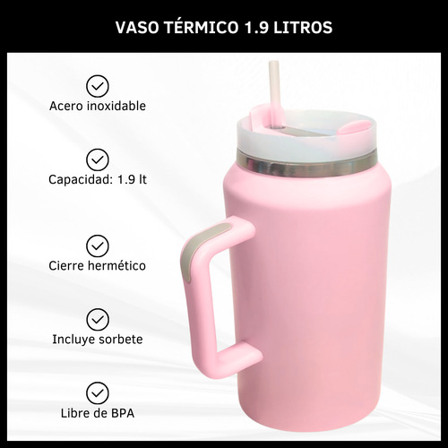 Vaso Térmico 1.9 Litros Con Manija Acero Inoxidable Sorbete