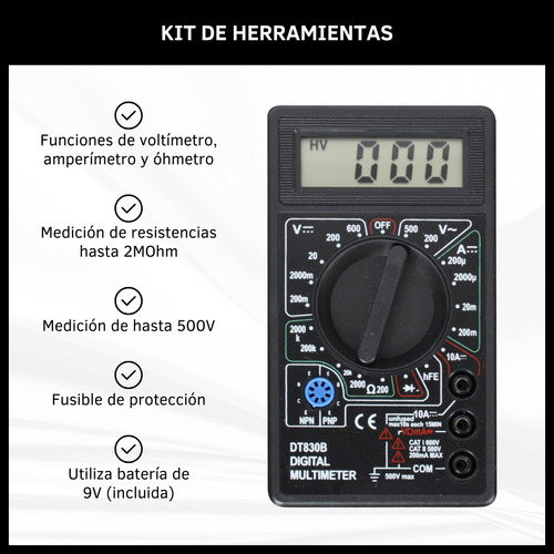 Set Kit Juego De Herramientas Manuales Combo Electricista