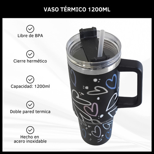 Vaso Térmico 1.2l Acero Inoxidable Con Manija Y Sorbete