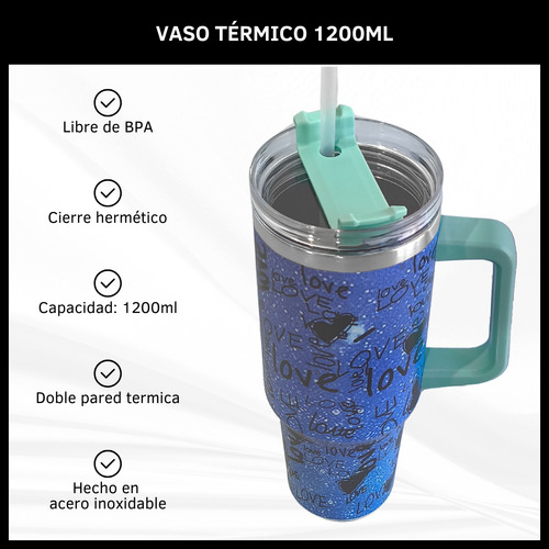 Vaso Térmico 1.2l Acero Inoxidable Con Manija Y Sorbete