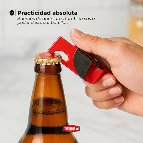 Abrelatas Uña Acero Con Destapador De Botellas 