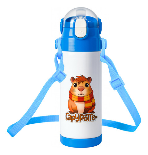 Botella Acero Inoxidable Infantil Capybara 500ml Con Correa