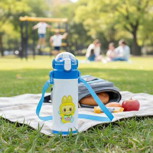 Botella Infantil Acero Inoxidable 500ml Con Correa Sorbete