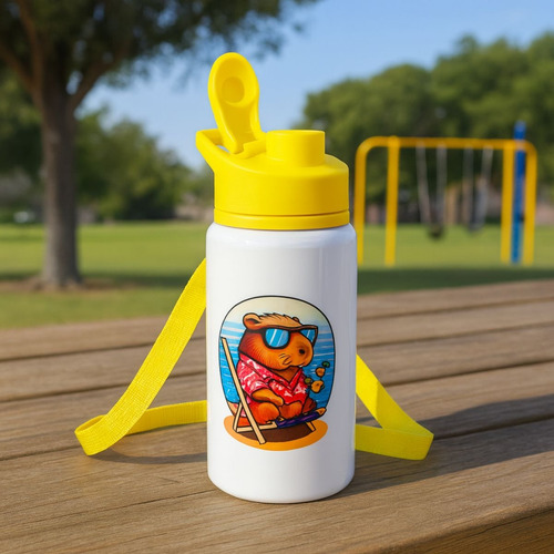 Botella De Agua Infantil Capibara 350ml Aluminio Carpincho