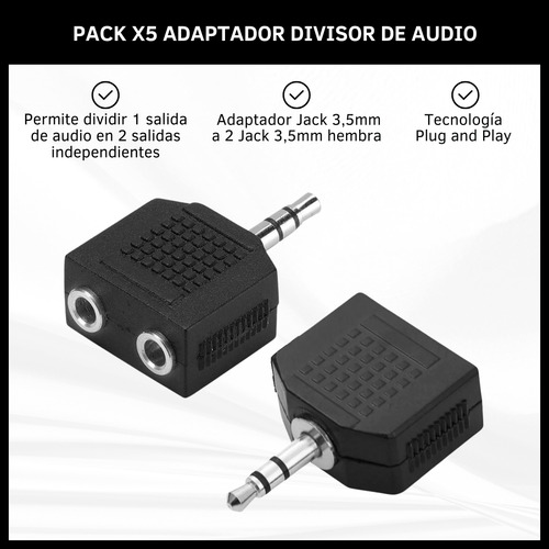 Adaptador Plug 3,5 Mm A 2 Estéreo 3,5hembra Audio-micrófono 