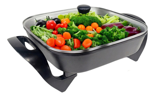 Olla Eléctrica Sartén Multiuso Cuadrada Antiadherente Dinax Negro