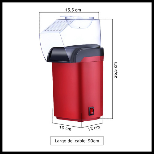 Maquina Pochoclera Eléctrica Coccion Por Aire Caliente  Rojo