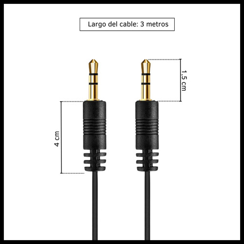 Cable Auxiliar 3,5mm  De 3 Metros Audio Anti-anudado Dinax 
