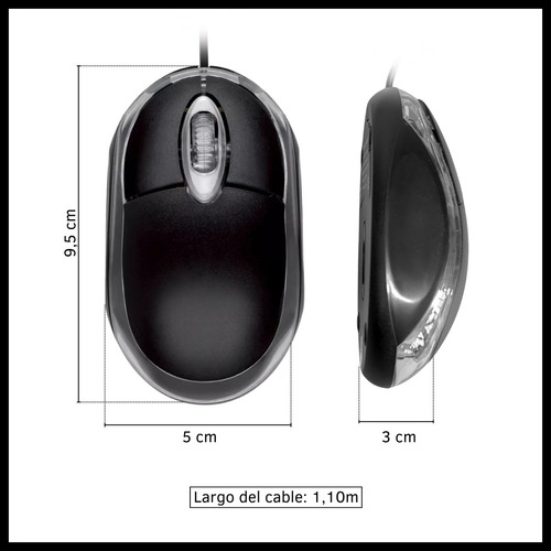 Mouse Óptico 800 Dpi Con Cable Conexión Usb 2.0 Luces Led