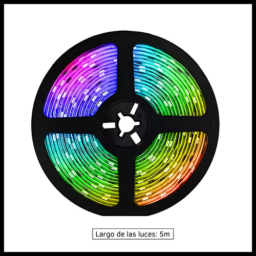 Tira Luces Led Rgb 5 Metros Kit Completo Control Y Fuente  Rgb