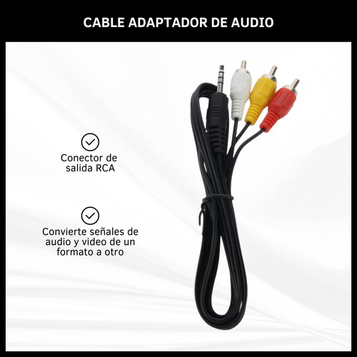 Cable Adaptador De Audio 3,5mm Auxiliar A 3 Rca 3 Metros    