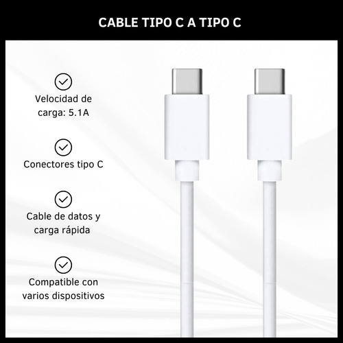 Cable Datos Tipo C A Tipo C 5.1a Carga Rápida 1 Metro
