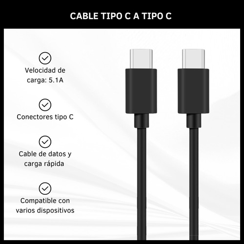 Cable Datos Tipo C A Tipo C 5.1a Carga Rápida 1 Metro