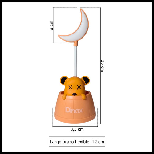 Lampara De Noche Recargable Luz Led Portalápiz Usb Niños Color De La Estructura Coral