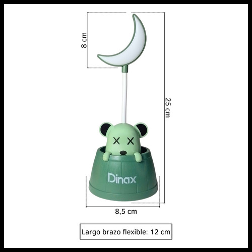 Lampara De Noche Recargable Led Portalápiz Usb Dinax Niños