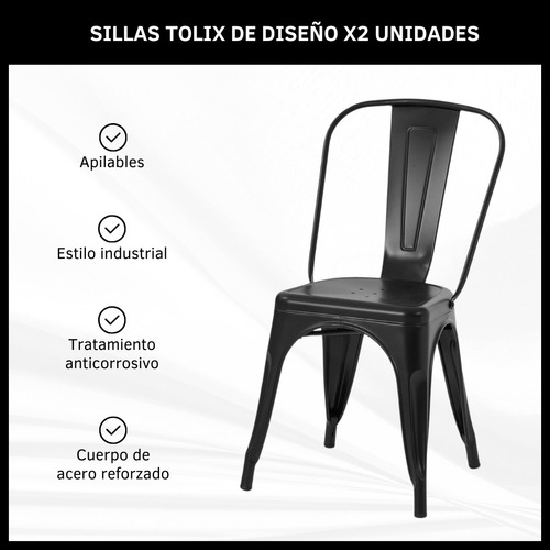 Sillas Tolix X2 Estilo Industrial Apilable Estructura Metal 