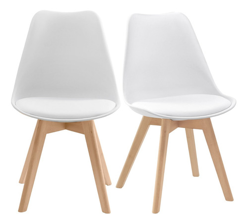 Sillas Tulip De Diseño X2 Estilo Nordico Patas Madera 