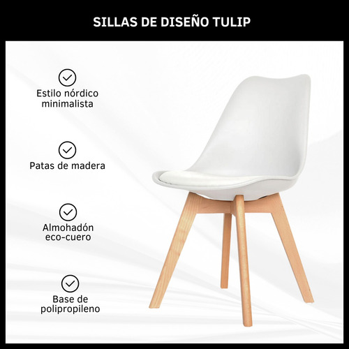 Sillas Tulip De Diseño X2 Estilo Nordico Patas Madera 