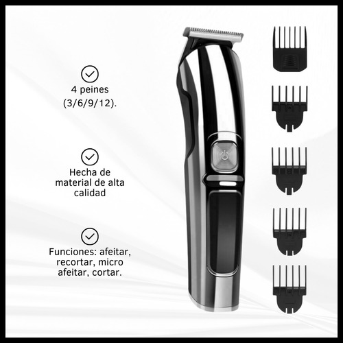 Maquina Cortadora De Barba O Pelo 6 En 1 Recargable Con Usb