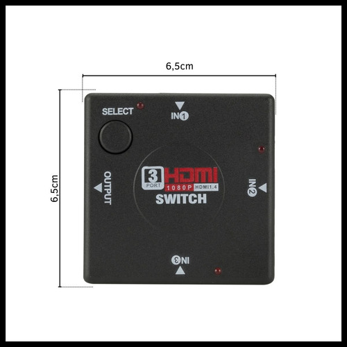 Switch Hdmi Adaptador Divisor 3 Entradas 1 Salida Tv Pc Dvd 