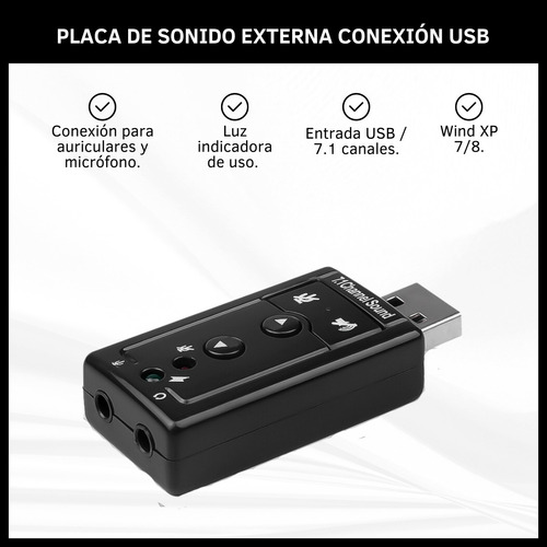 Placa De Sonido Externa Usb 7.1 Adaptador Audio Jack 3.5mm 