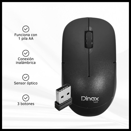 Kit De Teclado Y Mouse Inalámbrico Dinax Dx-2btcomb Negro Negro