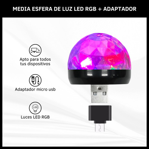 Luz Led Acesorio Para Celular Parlante Pc Auto Usb Micro Usb