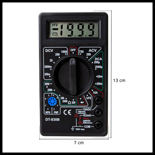 Tester Multímetro Digital Display Lcd Ac 700w Con Cables