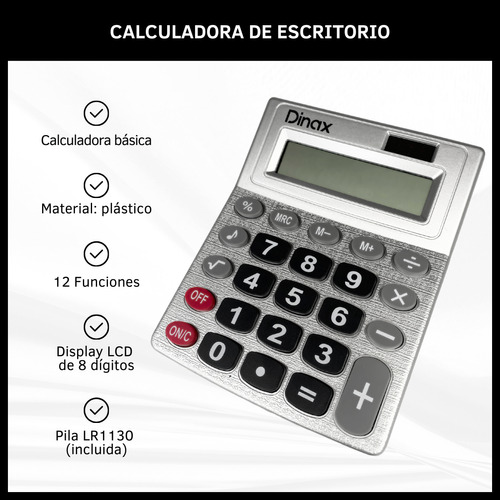 Calculadora Básica De Escritorio Display 12 Dígitos Plástico