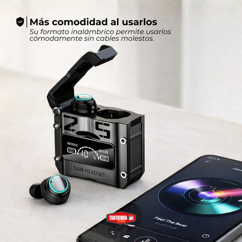 Auriculares Inalámbricos Bluetooth Dinax Auripro19 Led Negro