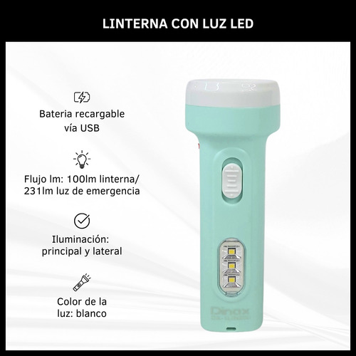 Linterna Luz Led Fría De Emergencia Con Batería Recargable 