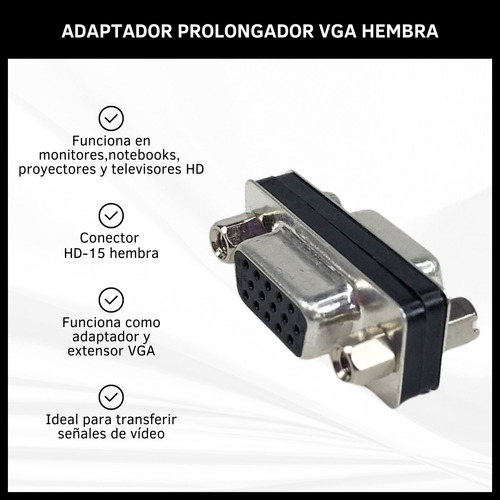 Adaptador Conector Vga Hembra A Hembra Dinax Prolongador 
